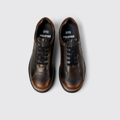 Overhead view of Pelotas Black-brown leather shoes for men