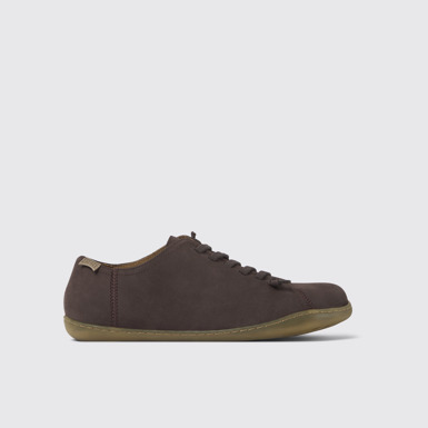 Side view of Peu Brown Nubuck Shoes for Men.