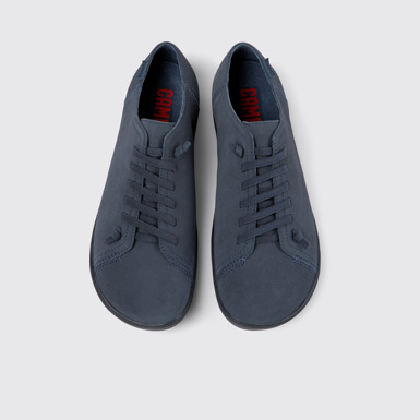 Overhead view of Peu Blue nubuck shoes for men