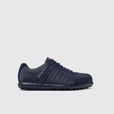 Side view of Pelotas XLite Blue textile and nubuck shoes for men