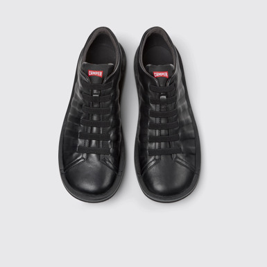 Overhead view of Beetle Black Leather Men's Shoe.