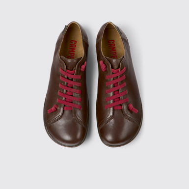 Overhead view of Peu Brown leather shoes for women