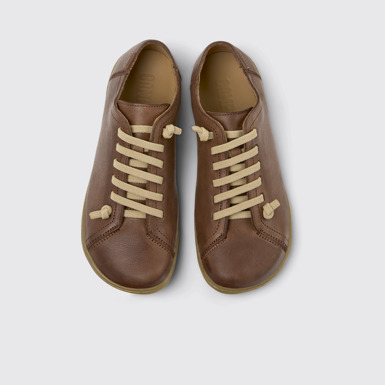 Overhead view of Peu Brown Leather Shoes for Women.