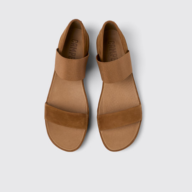 Overhead view of Right Brown Nubuck Sandals for Women.