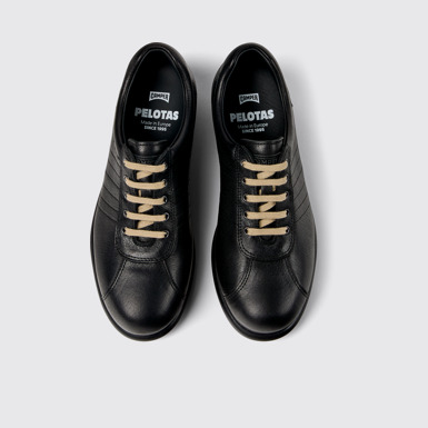 Overhead view of Pelotas Black Leather Women's Shoe.