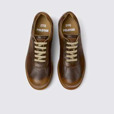 Overhead view of Pelotas Brown Leather Women's Shoe.