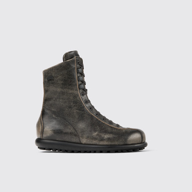 Side view of Pelotas Gray leather boots for men