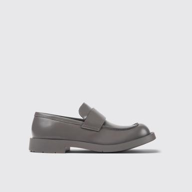 Side view of MIL 1978 Gray leather loafers