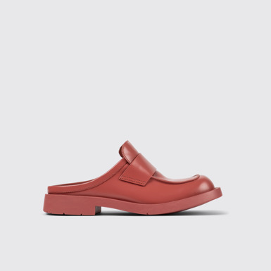 Side view of MIL 1978 Red leather loafer slide