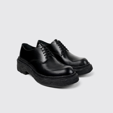 Front view of Vamonos Black Leather Bluchers