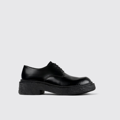 Side view of Vamonos Black Leather Bluchers
