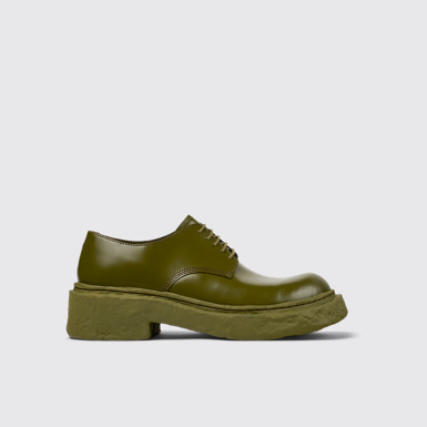 Side view of Vamonos Green Leather Blucher