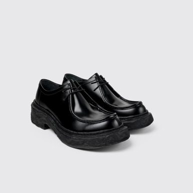 Front view of Vamonos Black Leather Lace-Up Shoes