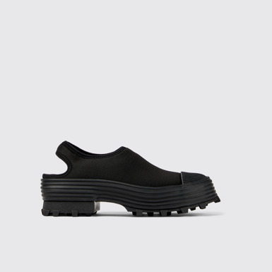 Side view of Traktori Black Textile Clog