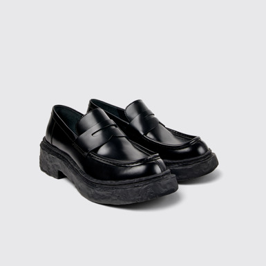 Front view of Vamonos Black Leather Loafers