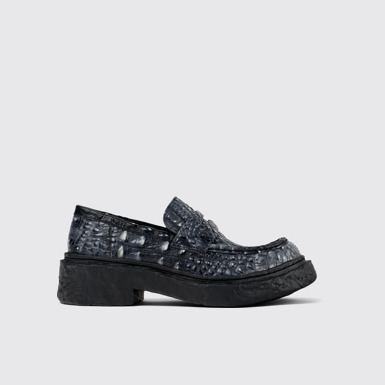 Side view of Vamonos Gray Leather Loafers