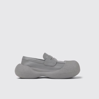 Side view of Caramba Gray Leather Loafers