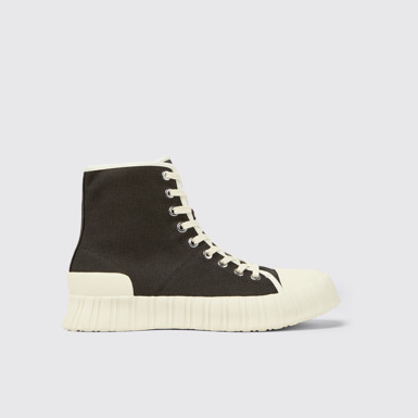 Side view of Roz Black recycled cotton sneakers