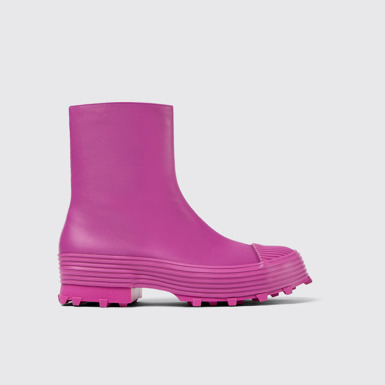 Side view of Traktori Purple leather boots