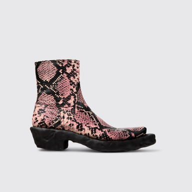 Side view of Venga Multicolor Leather Zip Bootie