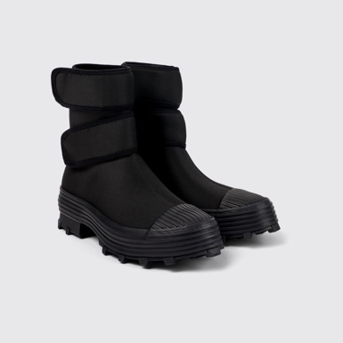 Front view of Traktori Black Textile Medium Boot