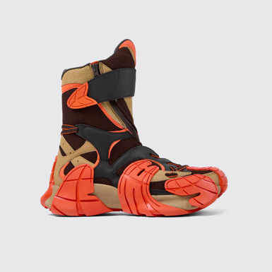 Side view of Tormenta Orange and Brown Textile Boots