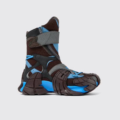 Side view of Tormenta Blue and Gray Textile Boots