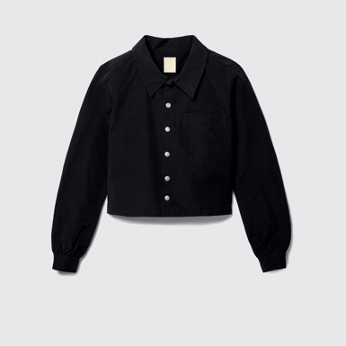 Side view of Tech Shirt Black Cotton/Nylon Shirt