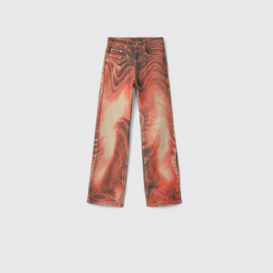 Side view of Denim Jeans Burnt Orange Denim Jeans