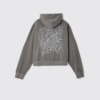 Back view of Hoodie Faded Black Mineral Dye Boxy Hoodie