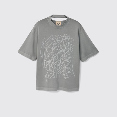 Side view of T-Shirt Gray Mineral Dye Boxy T-Shirt