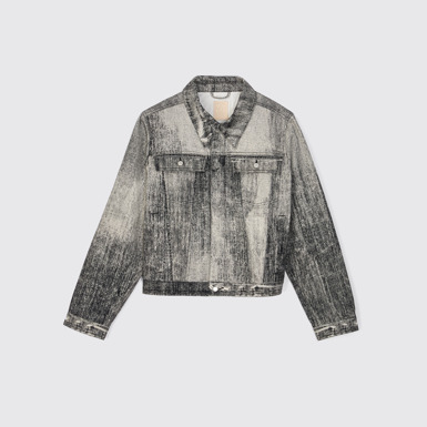 Denim Jaqueta texana amb gravat de pintura de color negre difuminat