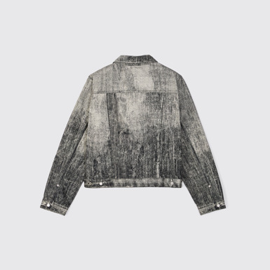 Denim Jaqueta texana amb gravat de pintura de color negre difuminat