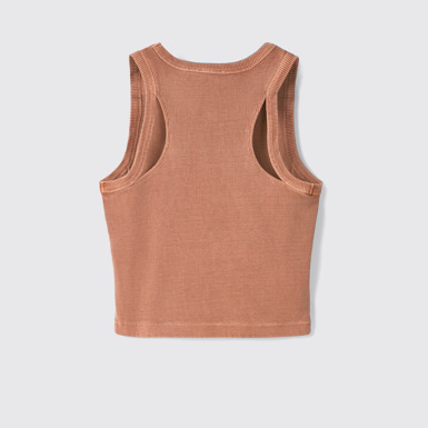 Back view of Ribbed Tank Top Terracotta Ribbed Tank Top