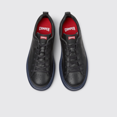 Overhead view of Runner Black Leather Men's Sneakers.