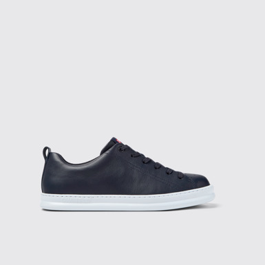 Side view of Runner Blue Leather Men's Sneakers.