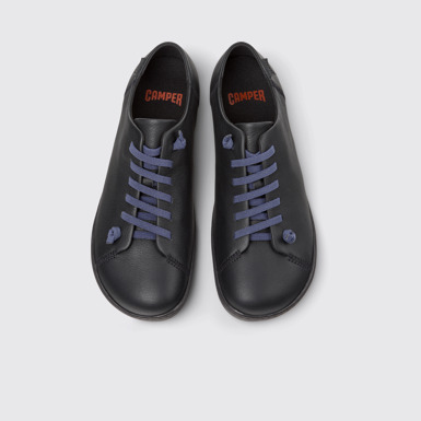 Overhead view of Peu Black Leather Men's Shoes.