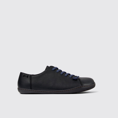 Side view of Peu Black Leather Men's Shoes.