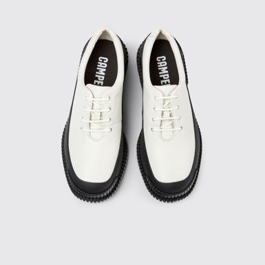 Overhead view of Pix White Leather Shoe for Men