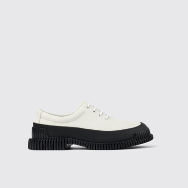 Side view of Pix White Leather Shoe for Men
