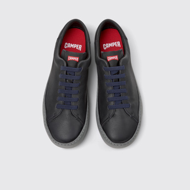 Overhead view of Peu Touring Black Leather Men's Sneakers.