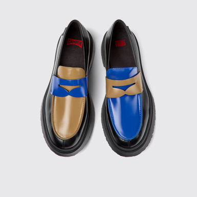 Overhead view of Twins Multicolored Leather Moccasin for Men