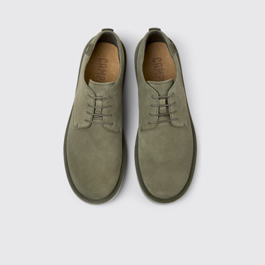 Overhead view of Wagon Green Nubuck Shoe for Men.