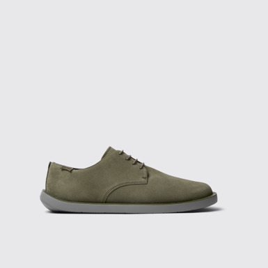 Side view of Wagon Green Nubuck Shoe for Men.