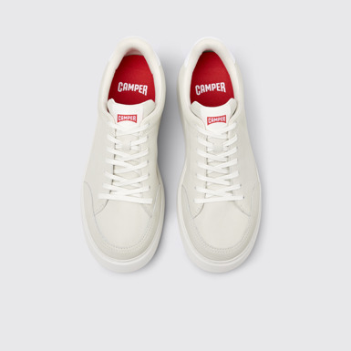 Overhead view of Runner K21 White non-dyed leather sneakers for men