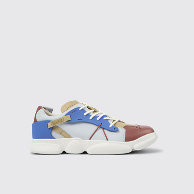 Side view of Twins Multicolored Leather/Textile Sneaker for Men