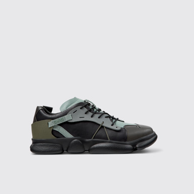Side view of Twins Multicolor Leather and Textile Sneakers for Men.