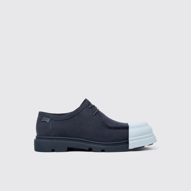 Side view of Junction Blue nubuck shoes for men