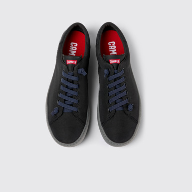 Overhead view of Peu Touring Black Recycled PET Men's Sneakers.