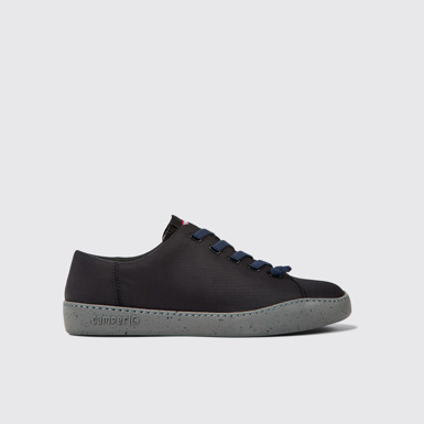 Side view of Peu Touring Black Recycled PET Men's Sneakers.